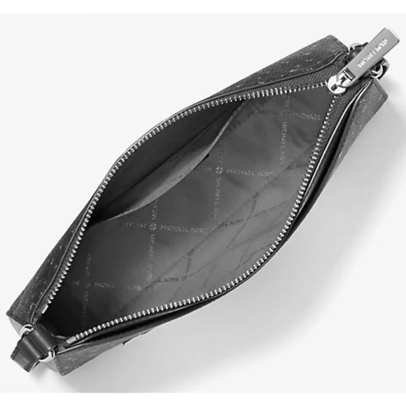 Michael Kors Arden Medium Black Star Print Crossbody Bag with Zip Closure - Picture 3 of 8